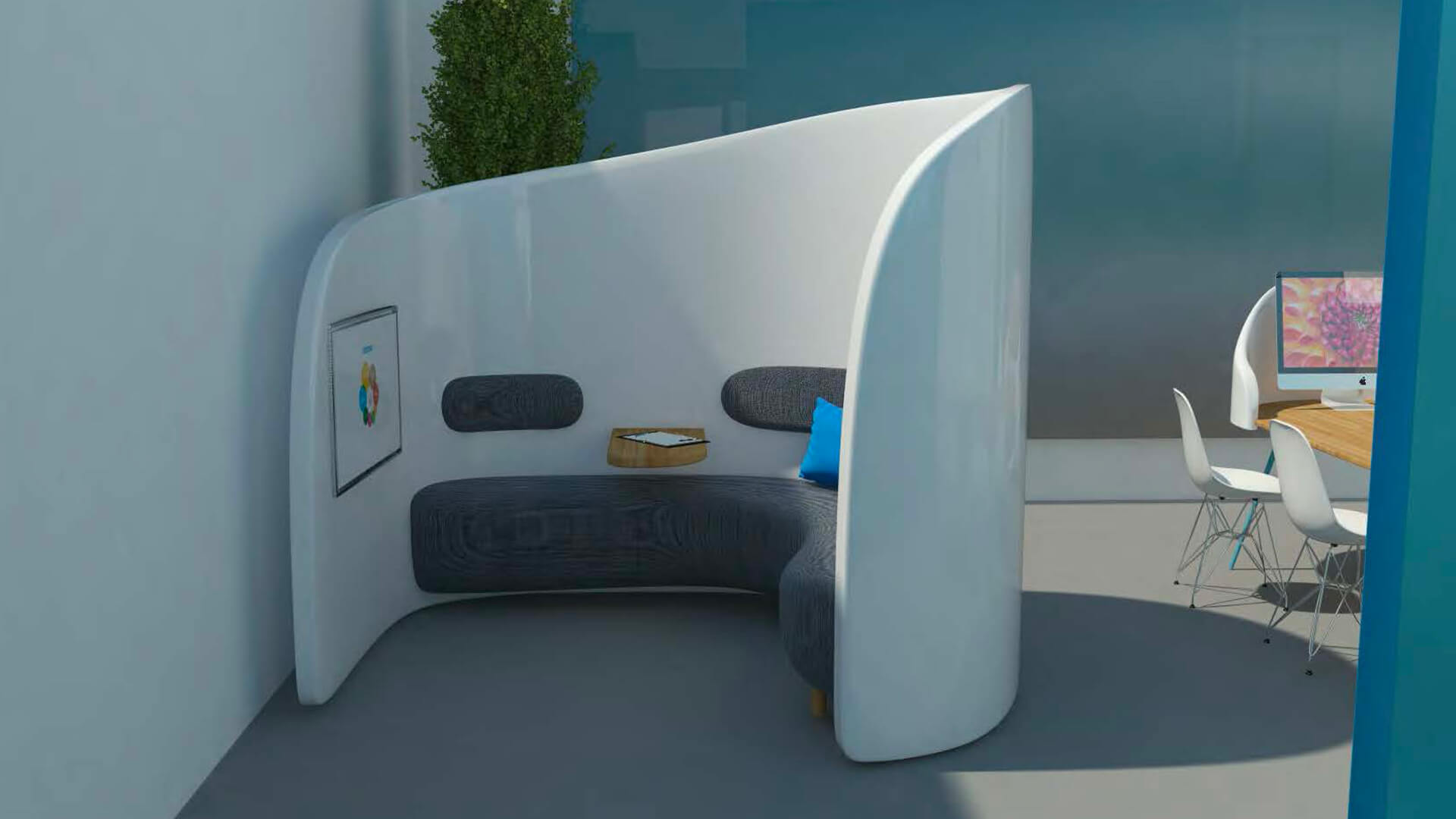 bureau individuel banque populaire en 3D